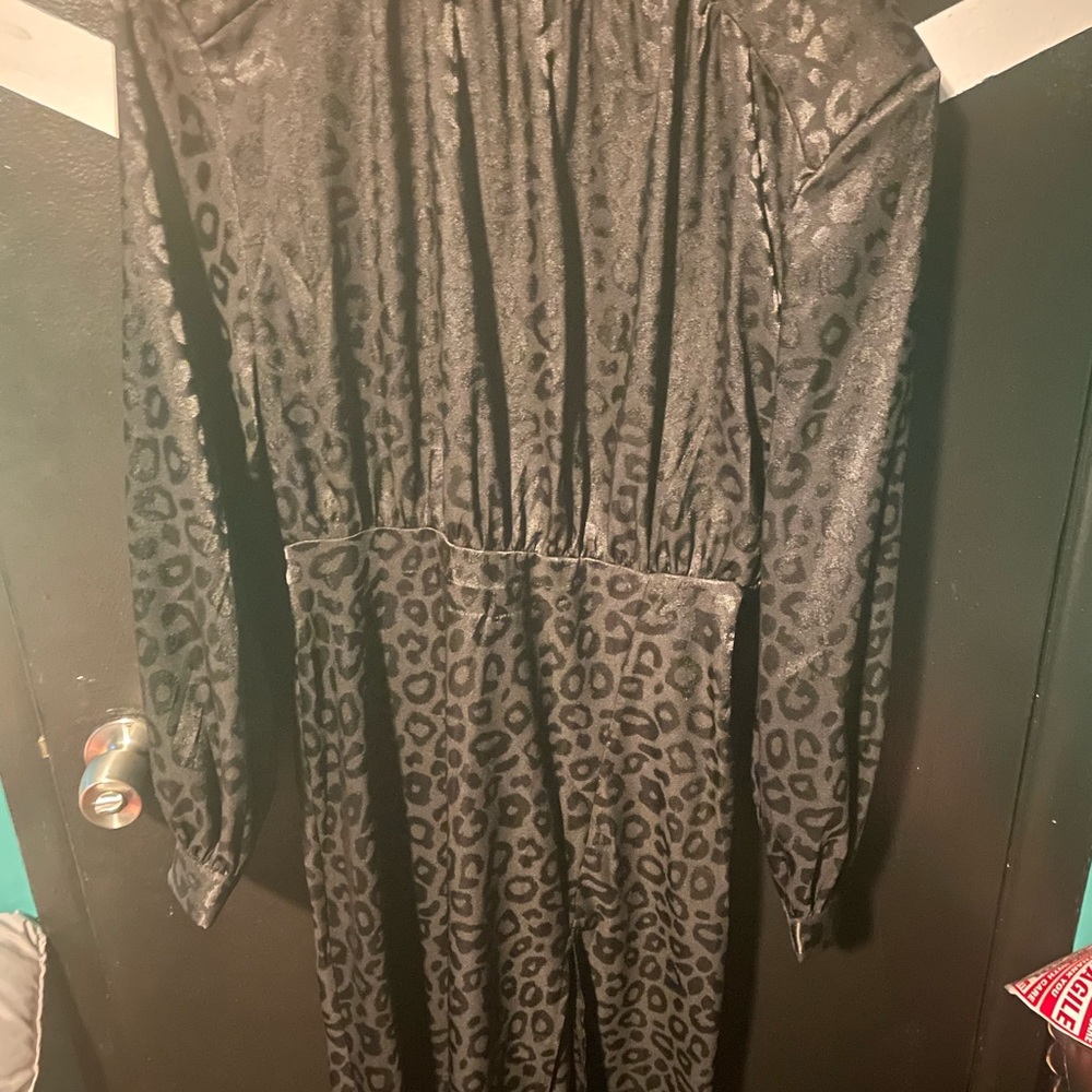Animal Jacquard Satin High Neck Midi Dress - Picture 6 of 6